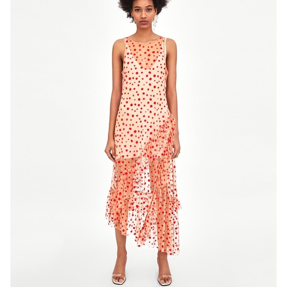 Zara Dresses & Skirts - Zara Semi-Sheer Polka Dot Dress